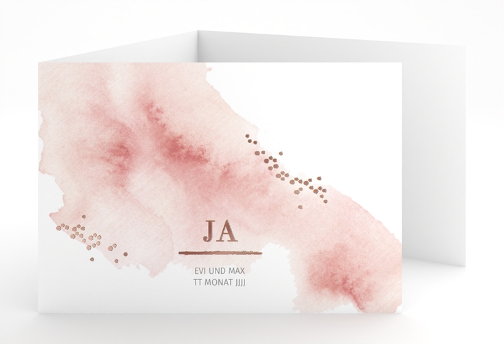 Hochzeitseinladung Pastell A6 Doppel-Klappkarte rosa rosegold