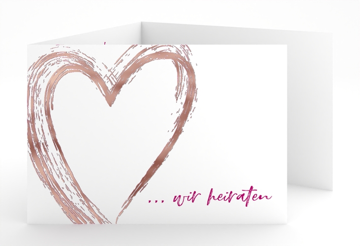 Hochzeitseinladung Liebe A6 Doppel-Klappkarte pink rosegold