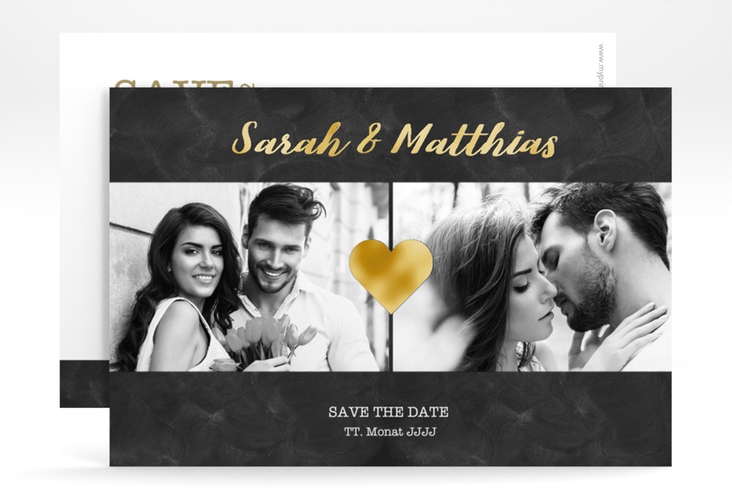 Save the Date-Karte Sparkly A6 Karte quer gold gold