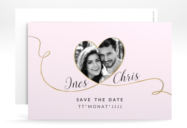 Save the Date-Karte Hochzeit Dolce A6 Karte quer rosa gold