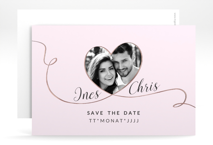 Save the Date-Karte Hochzeit Dolce A6 Karte quer rosa rosegold