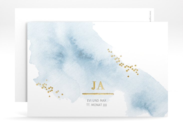 Save the Date-Karte Pastell A6 Karte quer blau gold