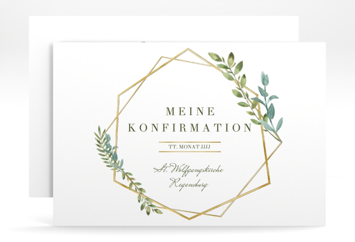 Konfirmationseinladung Unction A6 Karte quer grau gold