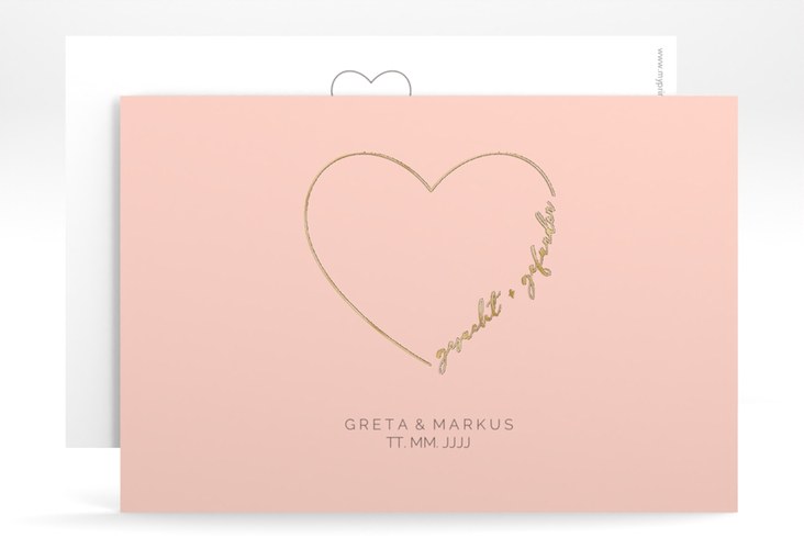 Save the Date-Karte Lebenstraum A6 Karte quer rosa gold