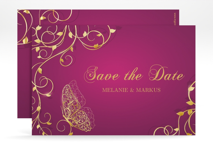 Save the Date-Karte Eternity A6 Karte quer pink gold