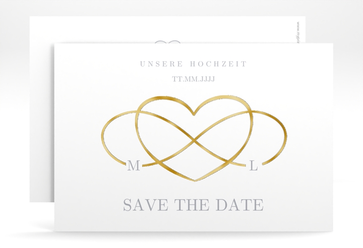 Save the Date-Karte Infinity A6 Karte quer grau gold