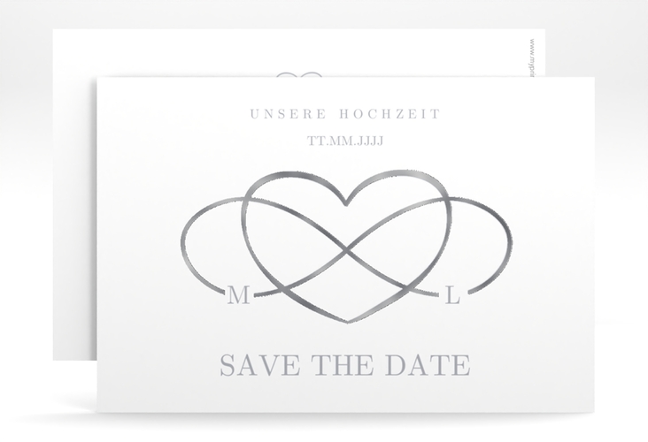 Save the Date-Karte Infinity A6 Karte quer grau silber