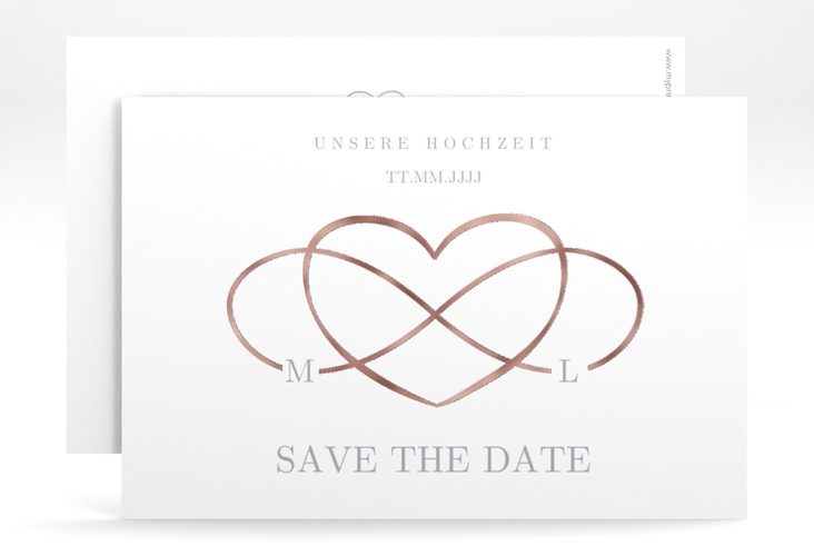 Save the Date-Karte Infinity A6 Karte quer grau rosegold