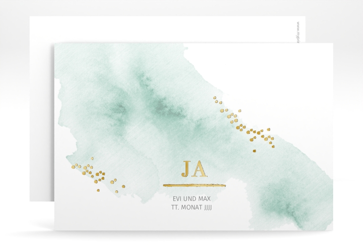 Save the Date-Karte Pastell A6 Karte quer mint gold