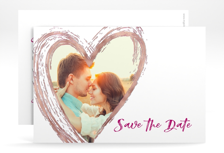 Save the Date-Karte Liebe A6 Karte quer pink rosegold