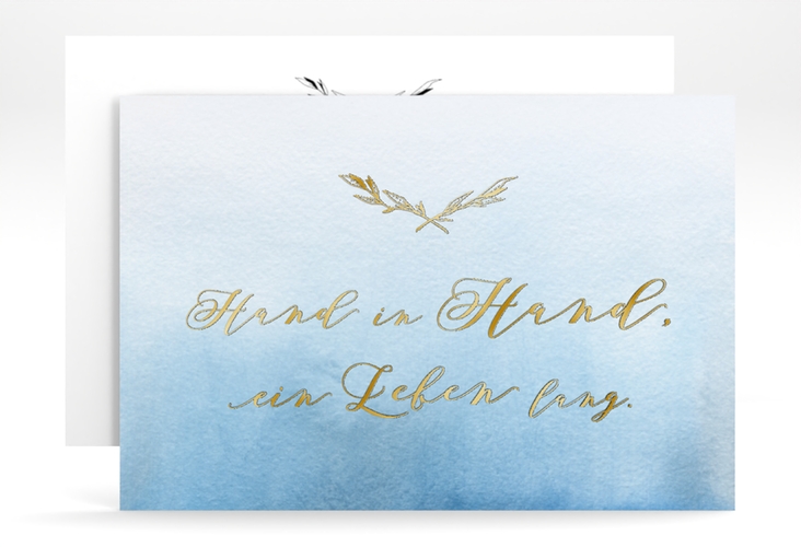 Save the Date-Karte Divine A6 Karte quer blau gold