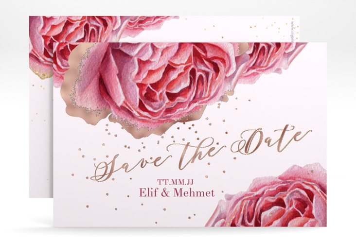 Save the Date-Karte Cherie A6 Karte quer gold rosegold