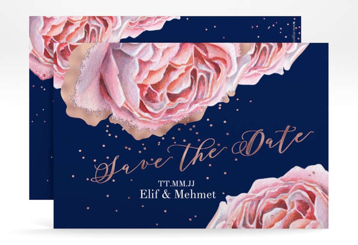 Save the Date-Karte Cherie A6 Karte quer rosa rosegold