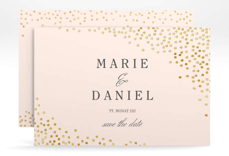 Save the Date-Karte Glitter A6 Karte quer rosa gold