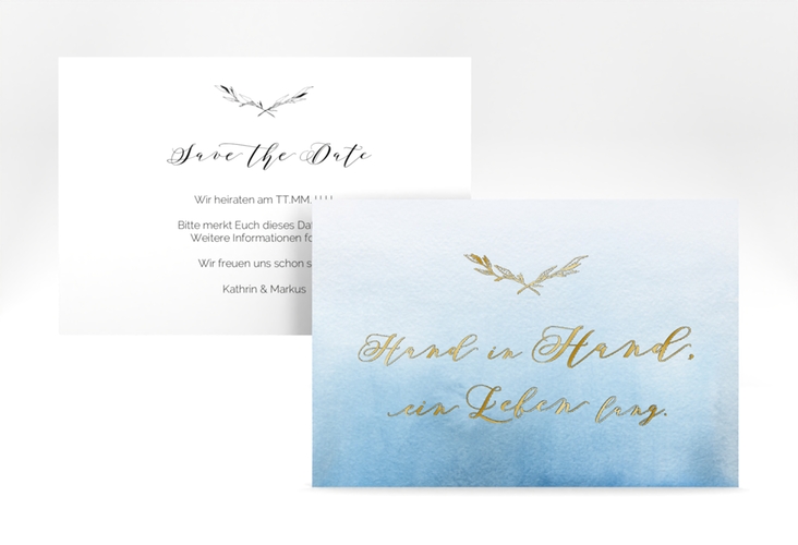 Save the Date-Karte Divine A6 Karte quer blau gold