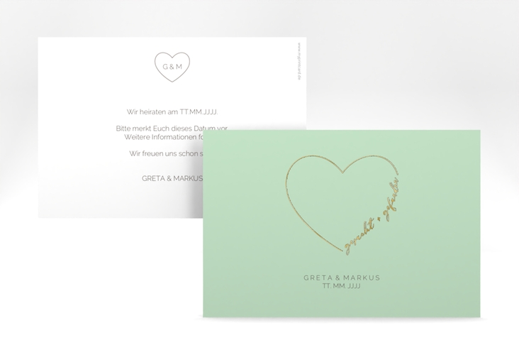 Save the Date-Karte Lebenstraum A6 Karte quer mint gold