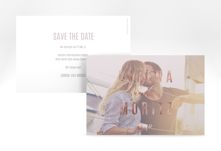 Save the Date-Karte Memory A6 Karte quer grau rosegold