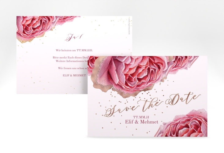 Save the Date-Karte Cherie A6 Karte quer gold rosegold