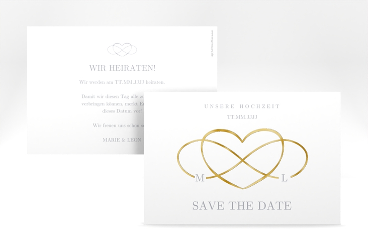 Save the Date-Karte Infinity A6 Karte quer grau gold