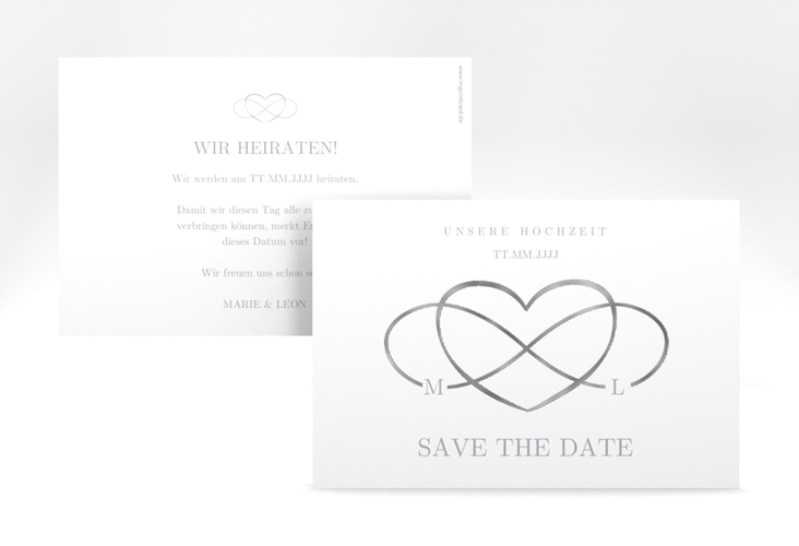 Save the Date-Karte Infinity A6 Karte quer grau silber