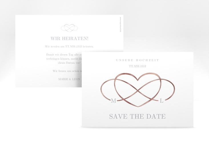 Save the Date-Karte Infinity A6 Karte quer grau rosegold