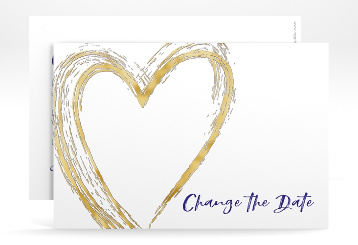 Change the Date-Karte Liebe A6 Karte quer blau gold