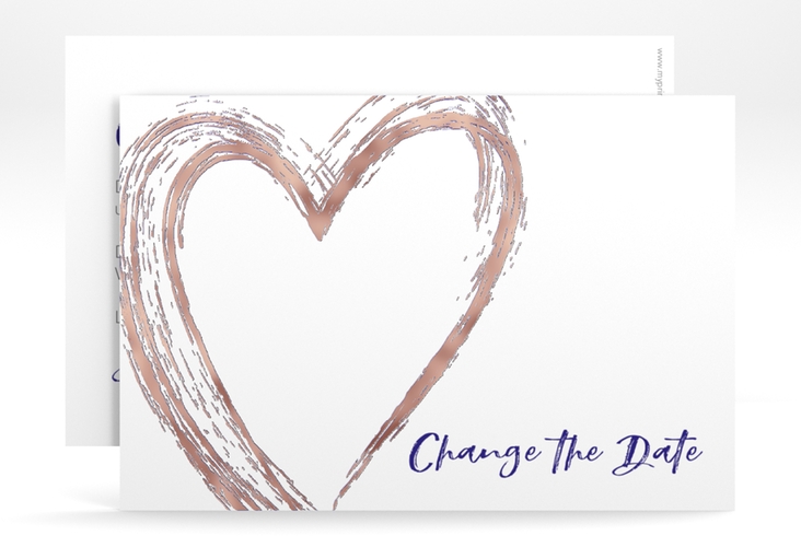 Change the Date-Karte Liebe A6 Karte quer blau rosegold