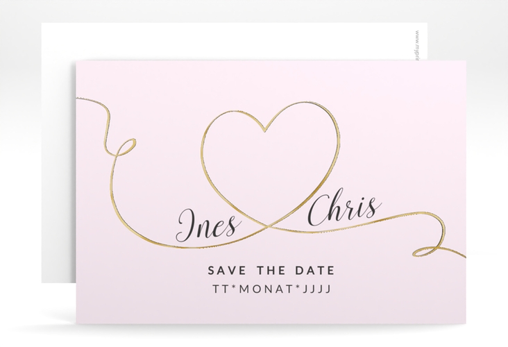 Save the Date-Karte Hochzeit Dolce A6 Karte quer rosa gold