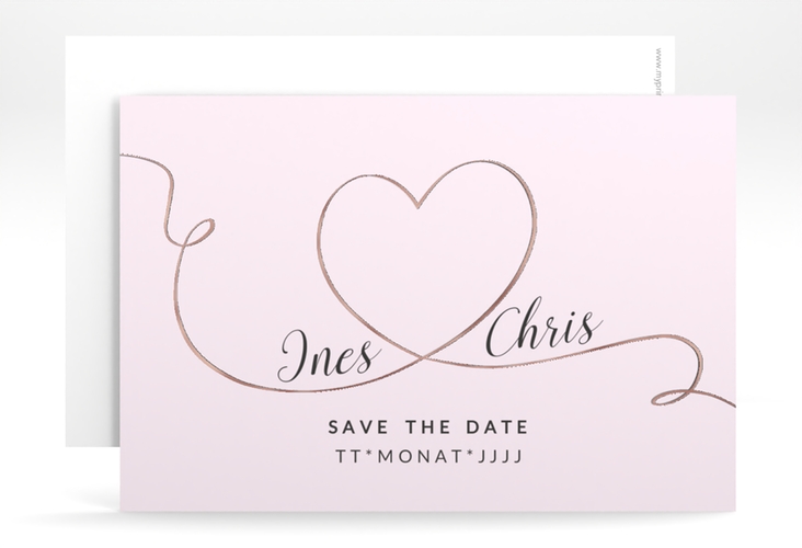 Save the Date-Karte Hochzeit Dolce A6 Karte quer rosa rosegold