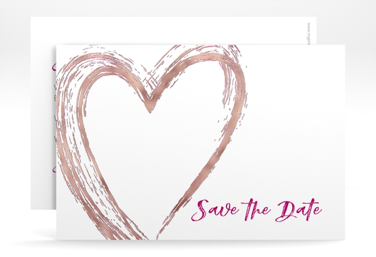 Save the Date-Karte Liebe A6 Karte quer pink rosegold