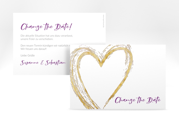 Change the Date-Karte Liebe A6 Karte quer lila gold