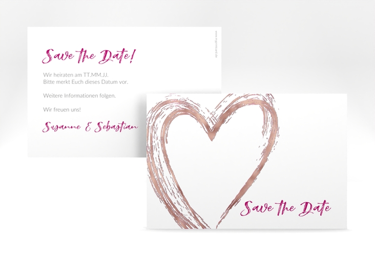 Save the Date-Karte Liebe A6 Karte quer pink rosegold