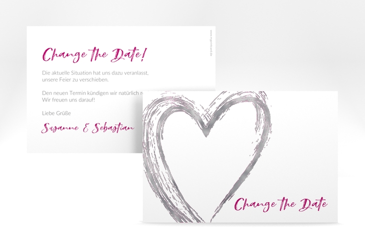 Change the Date-Karte Liebe A6 Karte quer pink silber