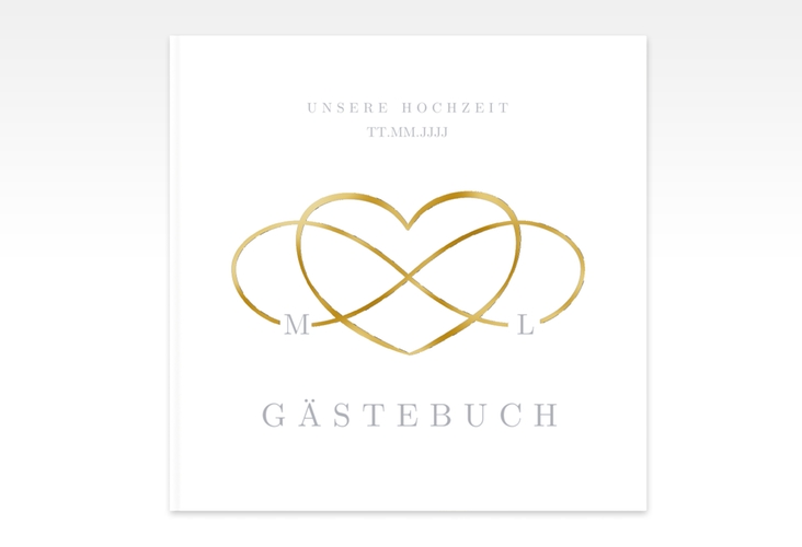 Gästebuch Creation Hochzeit Infinity 20 x 20 cm, Hardcover grau gold