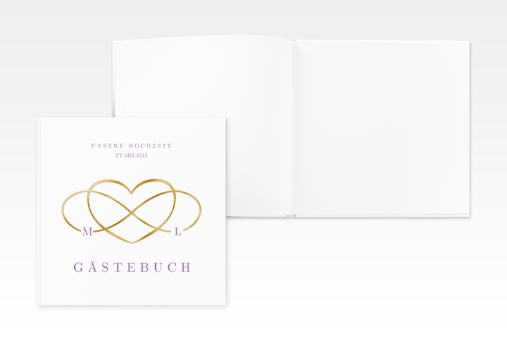 Gästebuch Creation Hochzeit Infinity 20 x 20 cm, Hardcover lila gold