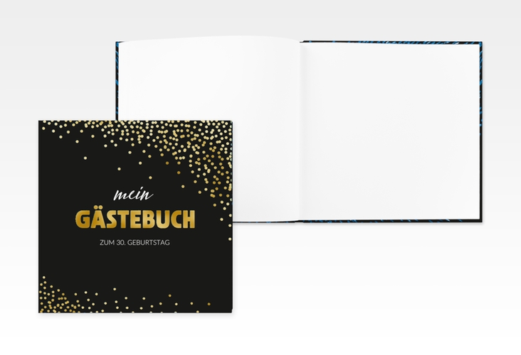 Gästebuch Creation Geburtstag Glitzer 20 x 20 cm, Hardcover blau gold