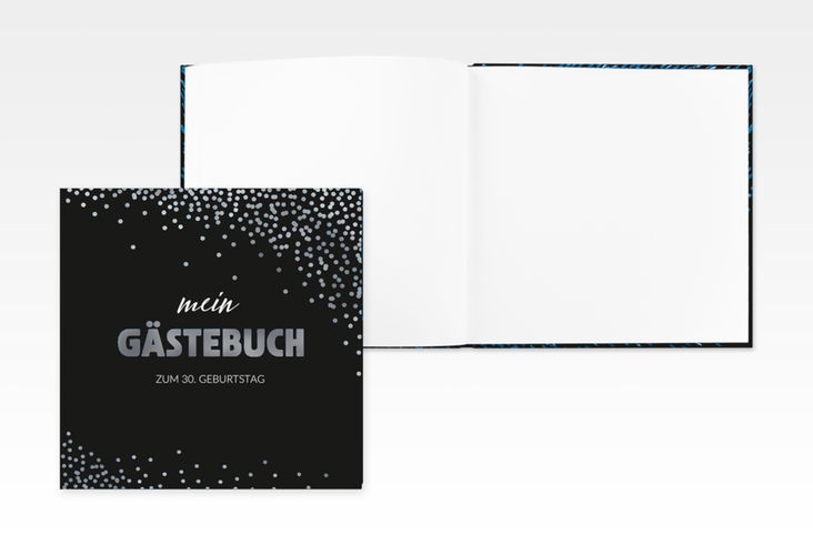 Gästebuch Creation Geburtstag Glitzer 20 x 20 cm, Hardcover blau silber