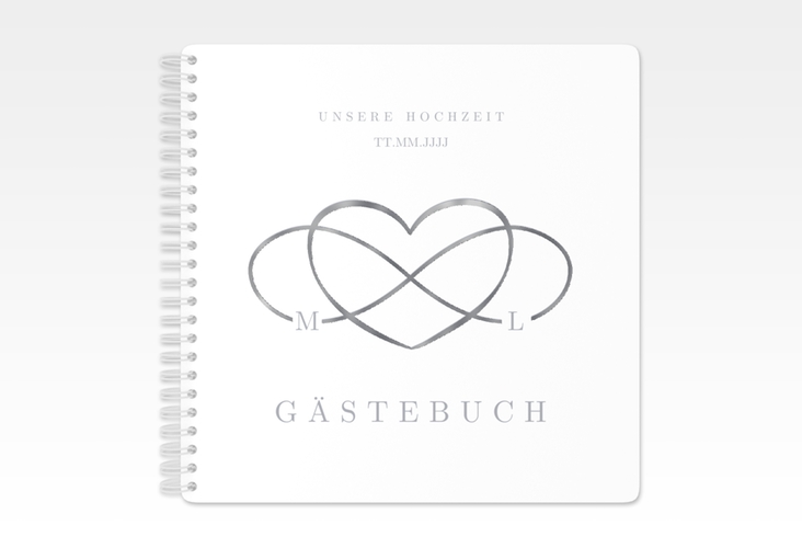 Gästebuch Hochzeit Infinity Ringbindung grau silber