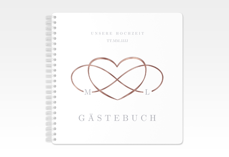 Gästebuch Hochzeit Infinity Ringbindung grau rosegold