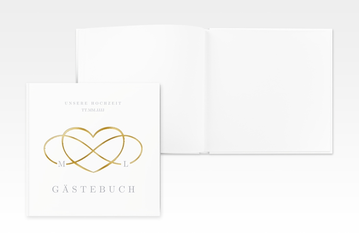 Gästebuch Creation Hochzeit Infinity 20 x 20 cm, Hardcover grau gold