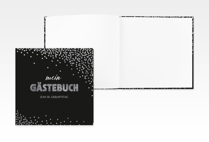 Gästebuch Creation Geburtstag Glitzer 20 x 20 cm, Hardcover grau silber