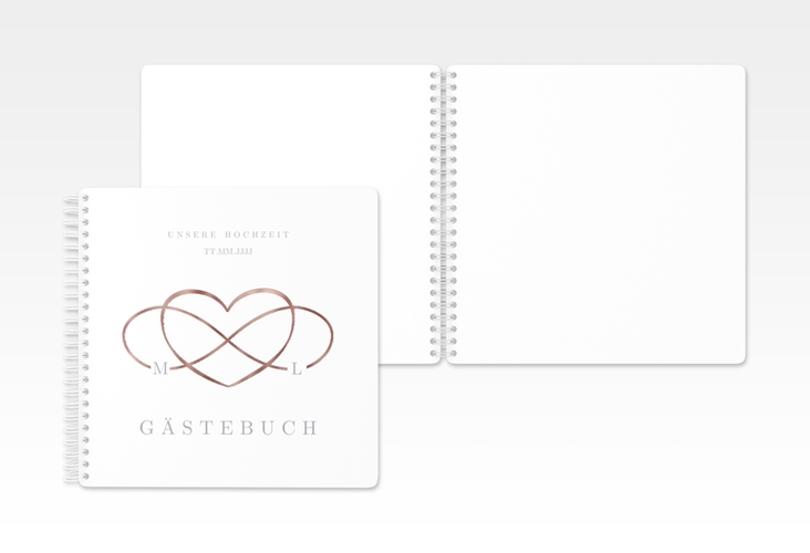 Gästebuch Hochzeit Infinity Ringbindung grau rosegold