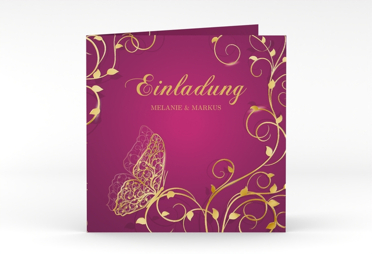 Hochzeitseinladung Eternity quadr. Klappkarte pink gold