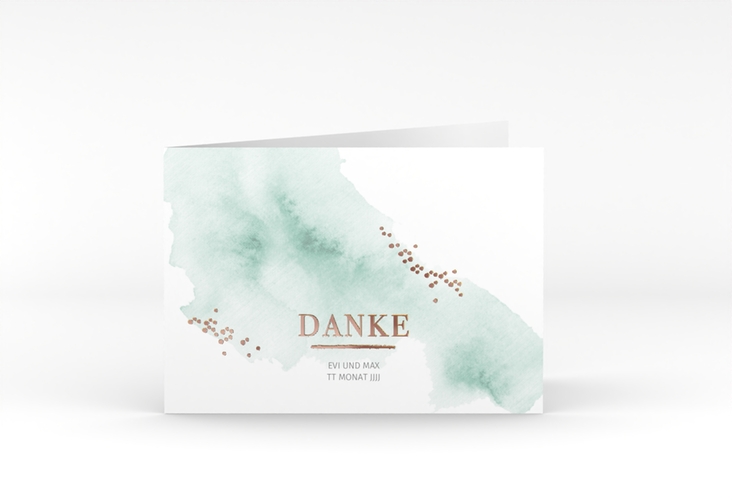 Danksagungskarte Hochzeit Pastell A6 Klappkarte quer mint rosegold