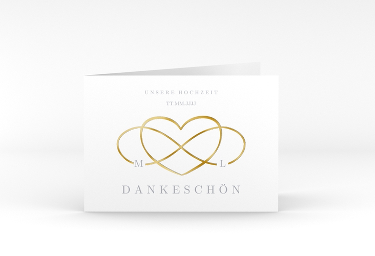 Danksagungskarte Hochzeit Infinity A6 Klappkarte quer grau gold