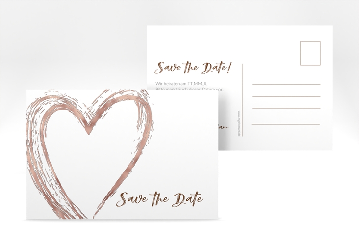 Save the Date-Postkarte Liebe A6 Postkarte braun rosegold