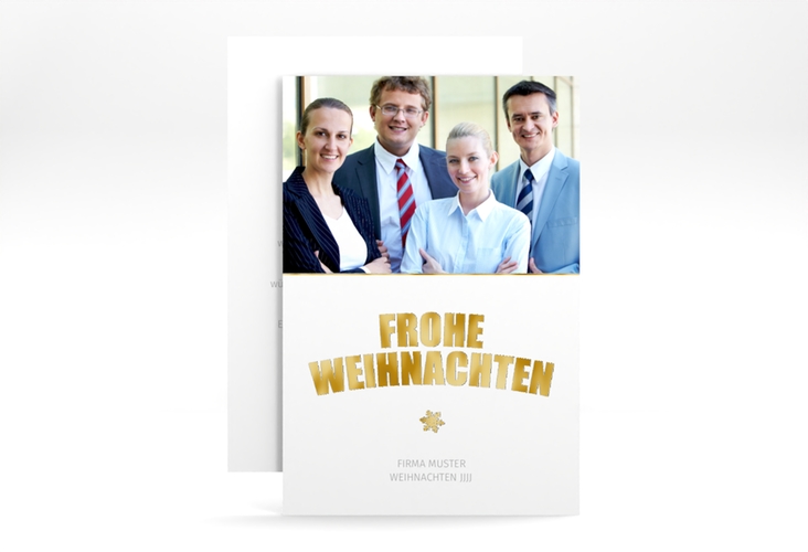 Geschäftliche Weihnachtskarte Weihnachtsfunkeln A6 Karte hoch weiss gold