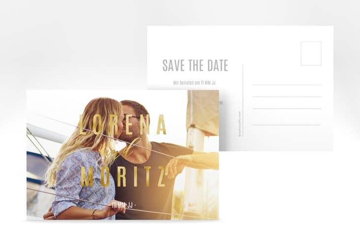 Save the Date-Postkarte Memory A6 Postkarte weiss gold