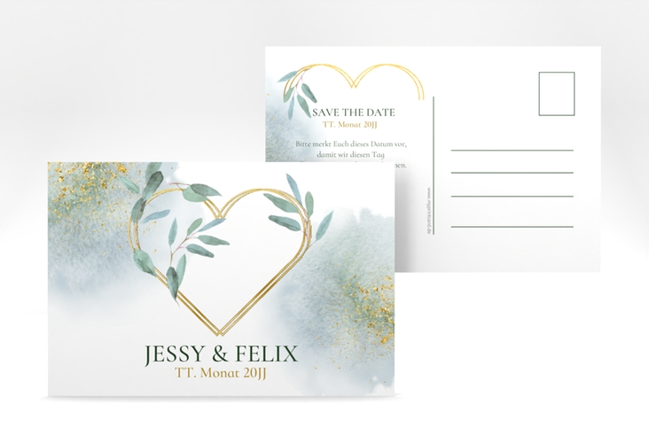 Save the Date-Postkarte Amore A6 Postkarte weiss gold