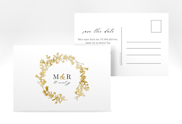 Save the Date-Postkarte Filigree A6 Postkarte weiss gold